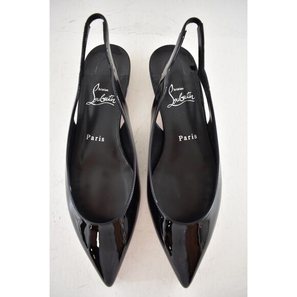 Christian Louboutin Hot Chickita Sling Flat Black Patent Slingback Ballet 38.5 - Picture 9 of 14